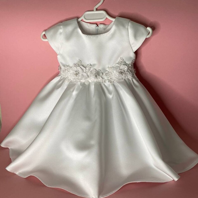 Satin Baptism Dress for Baby Girl Christening Gown Blessing Etsy
