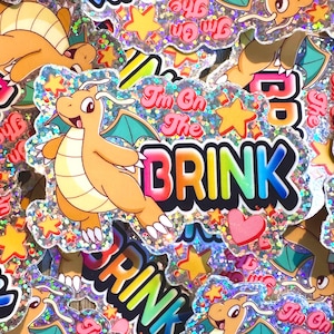 Dragonite On The Brink Glitter Sticker