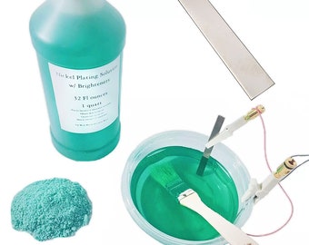 Nickel Plating Kit, 32oz Solution, Anode, Power Supply, Service, Bright Electroplating, Replating, Metalworking, 1 Quart