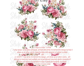 Element Sheet, Roses, Gun Powder, Clear Spot White Vinyl or UV DTF, VF720 ES2