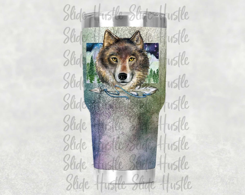 Laser Waterslide Decal Tumbler Decal Wolf and Dreamcatcher Etsy