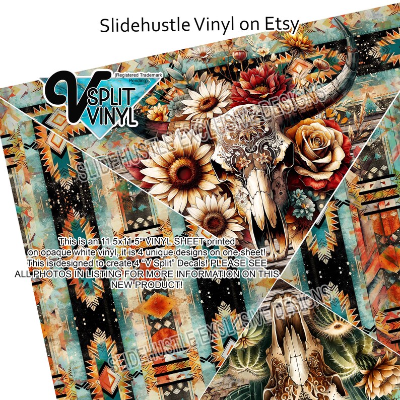 Split Vinyl Slide Hustle V Split Vinyl, VSPLIT Printed Adhesive Vinyl for Tumblers ...