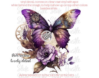 Butterfly, Vintage Butterfly, Steampunk, Vinyl Decal, Clear Cast Spot White, Ready to use, Indoor use only, VF136D16 3.5x3.5