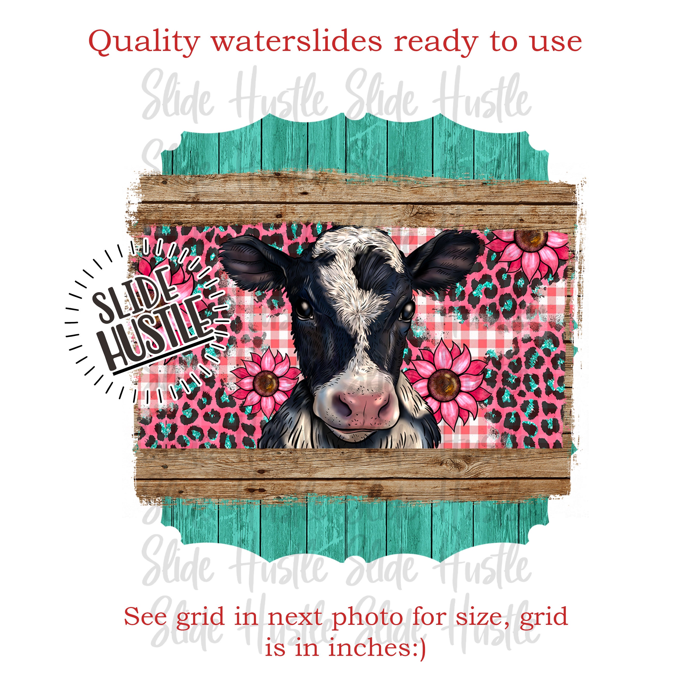 Farm Country Cow Christmas Waterslide Decals for Tumblers & Furniture