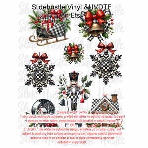 Rustic Christmas Element Sheet, Choose Clear Spot White Vinyl or UV DTF, NOT for heat transfer, VF703ES9
