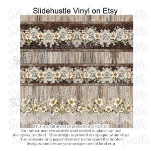 Printed Vinyl, Tumbler Vinyl, Western, Floral, Leather Look vinyl Border Sheet, Indoor use, removable adhesive, VF160DS503