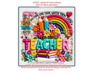 Teacher UVDTF decal, suitable for glitter tumblers, 3.5 inch size, VF802 D9