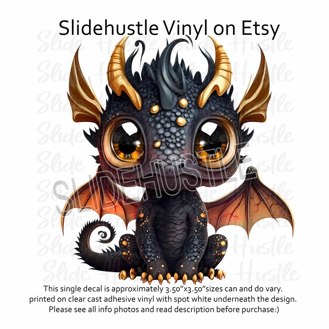 【EGG x Babylclub】Sticker Baby T Black Baby Black Dragon Vinyl Decal, Cute Baby Dragon, Spot White