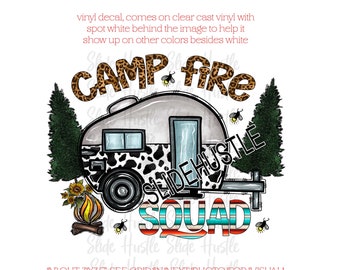 Funny Camping Decal, Camping Vinyl decal, Tumbler decal, spot white, clear cast, printed vinyl, indoor use