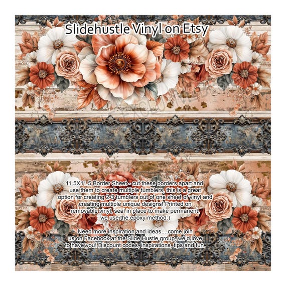 Weathered Floral Wood Vinyl Weathered Floral Wood Vinyl