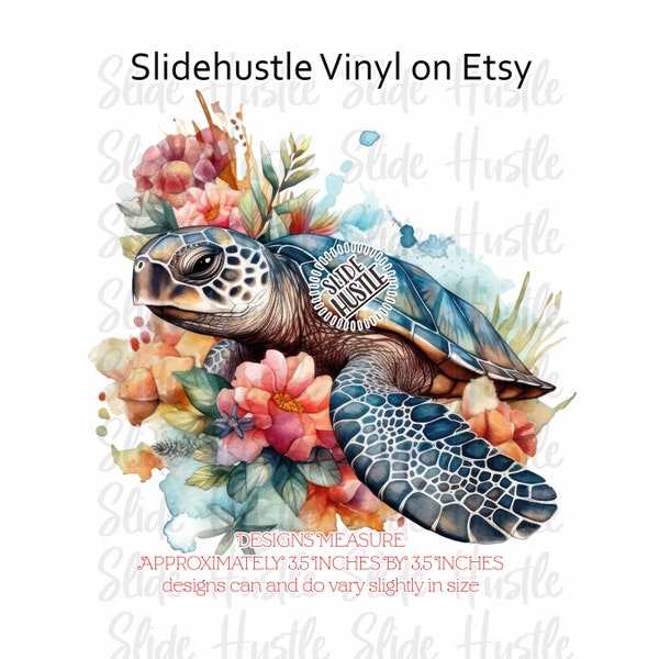 Sea Turtle, Sea Turtle Tumbler Decal, Printed Vinyl Decal, Clear Cast Spot White, Ready to use, Indoor use only, VF136 D74