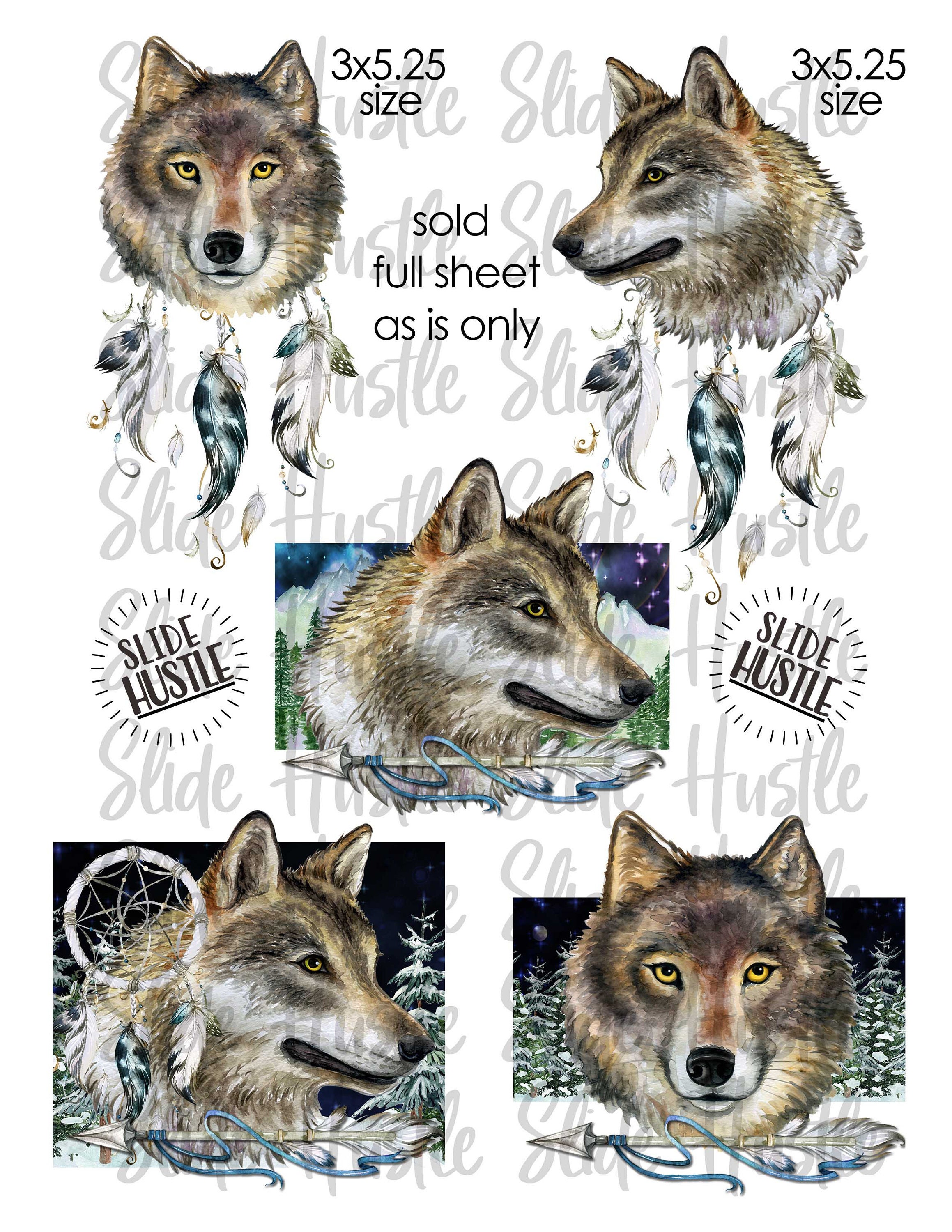 Laser Waterslide Decal Tumbler Decal Wolf and Dreamcatcher Etsy