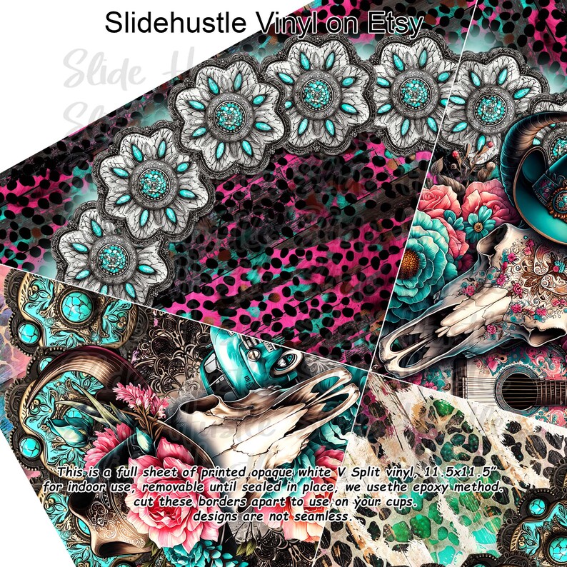 Split Vinyl Slide Hustle V Split Vinyl, VSPLIT Printed Adhesive Vinyl for Tumblers ...