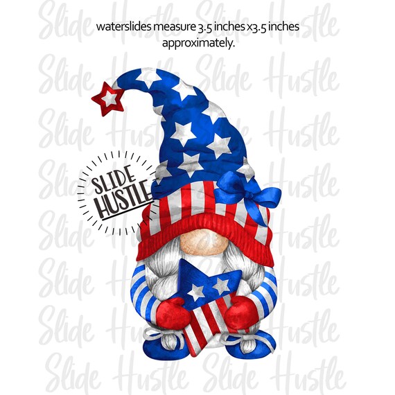 Fourth of July Gnome Laser Printed Waterslide Decal for Tumblers Ready to Use Tumbler Supplies Printed Image Transfer Design American Flag Fourth of July Gnome Laser Printed Waterslide Decal for Tumblers Ready to Use Tumbler Supplies Printed Image Transfer Design American Flag