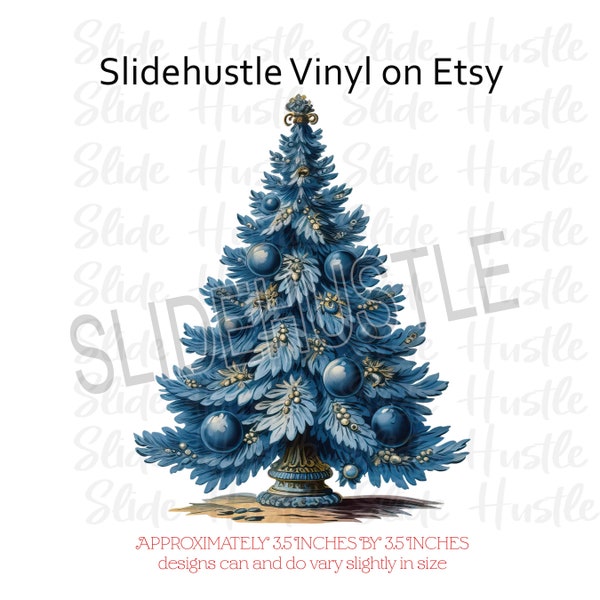 Blue Spruce Christmas Tree, Spot White vinyl tumbler decal. See description for complementary vinyl designs! VF155 FSBD2