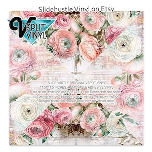 May include: Slidehustle Original Vsplit Vinyl, 11.5x11.5 inches, removable adhesive vinyl. Cut on the white line and create 4 split decals with one sheet. Designs printed on opaque white vinyl for vibrant color.