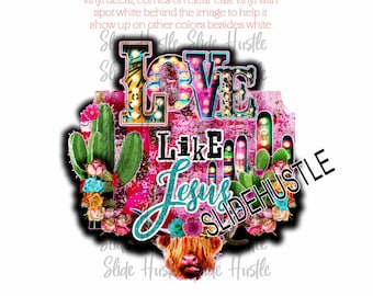 Love Like Jesus Christian Decal. Boho Vinyl Tumbler Decal.  Spot White Vinyl Tumbler Decal