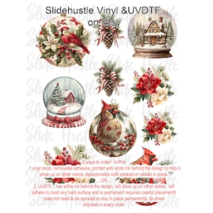 Rustic Christmas designs Element sheet, Clear Spot White Vinyl or UV DTF, NOT for heat transfers VF703ES11