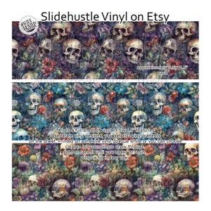 Printed Adhesive Vinyl, 3D Skulls Tumbler Vinyl, 3D Skulls Vinyl, Vinyl Borders, Halloween, Skulls, Printed Vinyl, VF155 FSB7