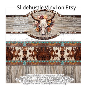 Printed Vinyl, Tumbler Vinyl, Western, Leather Look vinyl Border Sheet, Indoor use, removable adhesive, VF160DS502, please see all photos