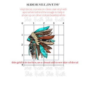 Indian Head Dress, Feather Head Dress, Free Spirit Head Dress, vinyl decal, tumbler decal, indoor use, Ready to Use image 2