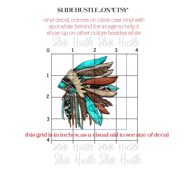 Indian Head Dress, Feather Head Dress, Free Spirit Head Dress, vinyl decal, tumbler decal, indoor use, Ready to Use image 2
