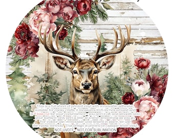 Christmas Tray Printed Vinyl, Winter deer scene.  Adhesive Vinyl, Printed on opaque white only, VF708 Tray8