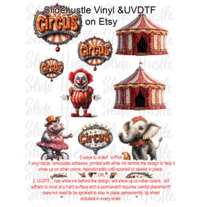 Circus Element Sheet, Circus, Clear Spot White Vinyl or UV DTF, NOT for heat transfer, VF705ES33F