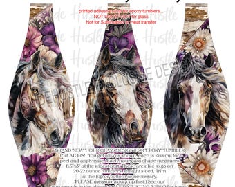 Dramatic Horse Hourglass Vinyl, Hourglass kiss cut shape, Removable Printed Removable Adhesive Vinyl, VF743 HG15 20oz