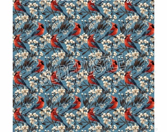 Cardinals, Red Cardinals Printed Vinyl, Christmas, Holiday, removable adhesive vinyl, choose clear or opaque white vinyl 11.5x11.5" VF157FS2