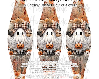 Brittany Barnes Halloween, Cute Ghosts, Fall Ghost Hourglass, Hourglass kiss cut shape, Removable Printed Adhesive Vinyl,  Cute Ghosts, HGB2