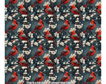 Cardinals, Red Cardinals Printed Vinyl, Christmas, Holiday, removable adhesive vinyl, choose clear or opaque white vinyl 11.5x11.5" VF157FS1