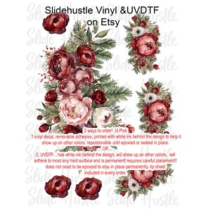 Brittany Barnes, Christmas Floral Element Sheet, Red Flowers, Clear Spot White Vinyl or UVDTF, NOT for heat transfer VF701 ES36