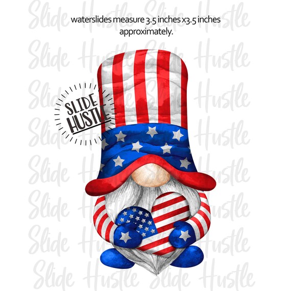 Fourth of July Gnome Laser Printed Waterslide Decal for Tumblers Ready to Use Tumbler Supplies Printed Image Transfer Design American Flag Fourth of July Gnome Laser Printed Waterslide Decal for Tumblers Ready to Use Tumbler Supplies Printed Image Transfer Design American Flag