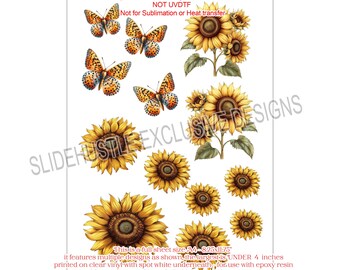 Sunflower ページ Sunflower Element Sheet, Beautiful Sunflowers on Clear Spot