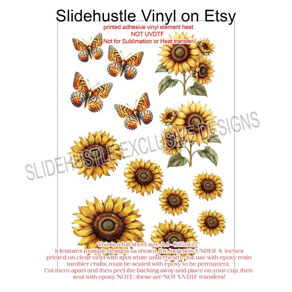 Sunflower Element Sheet, Beautiful Sunflowers on Clear Spot