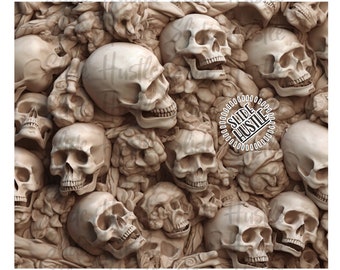 3D Vinyl Tumbler Wrap, 3D skull, 3D Printed Vinyl Epoxy Tumbler Wrap, Epoxy Tumbler Wrap,  8.5x10", VF145TW39, *not seamless