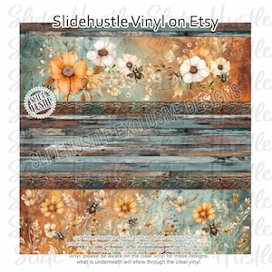 Rustic Fall Printed Adhesive Vinyl Full Sheet, 3DEffects, Western, Weathered Wood on Printed Vinyl, Please read info on photos, VF149FS412