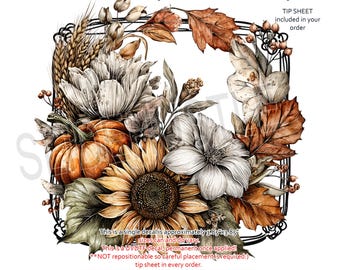 Sunflower and Pumpkin Vinyl Tumbler Decal, UVDTF Decal, Indoor use. 3.75x3.75 inches VF731 D21