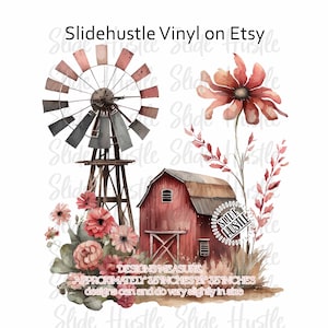 Barn Scene, Country Barn Vinyl Tumbler Decal, Farm Barn Printed Vinyl Decal, Clear Cast Spot White, Ready to use, Indoor use only, VF136 D83