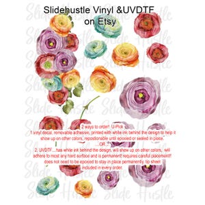 Slide Hustle, Spring Floral, Brittany Barnes Spring Element Sheet, A4 Size Sheet printed on Clear Spot White Vinyl or UV DTF, VF715ES1