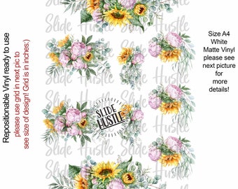 Sunflowers and Roses Vinyl Designs, UVDTF. VF11 S16 D2
