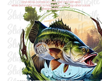 Largemouth Bass Decal, Fishing Decal, Clear Cast Removable Vinyl, 3.5x3.5  See Description, for Use With Epoxy Tumblers VF136 D49 