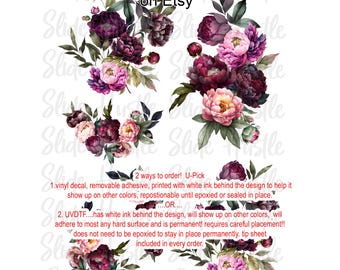 Halloween Flower Element Sheet, Dark Flower Element Sheet, Clear Spot White Vinyl or UV DTF, NOT for  heat transfer, VF700 ES2