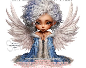UVDTF Angel, Precious Angel, Sweet Angel, Child with Angel wings, Choose UVDTF or Printed  removable adhesive clear vinyl, VF728D10