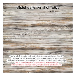 May include: A full sheet of adhesive-backed, printed vinyl measuring 11.5 inches by 11.5 inches. The vinyl is printed on opaque white vinyl and is intended for indoor use. The text on the image reads: "This is a full sheet of adhesive backed, printed vinyl 11.5x11.5" for indoor use, removable until sealed in place, we use the epoxy method. This design is printed on opaque white vinyl. this is not for fabric...it is not heat transfer vinyl. intended uses are for epoxy crafts...glitter tumblers etc."