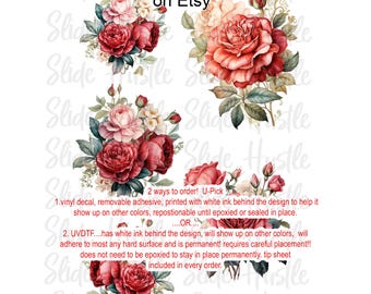 Element Sheet, Roses, Gun Powder, Clear Spot White Vinyl or UV DTF, VF720 ES1