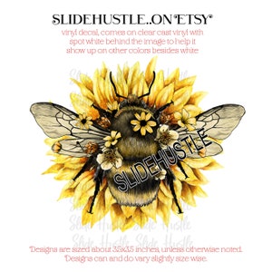 Bee and Sunflower Tumbler Decal, Sunflower Tumbler Decal, Vinyl Decal, Clear Cast, Spot White Decal, Indoor use