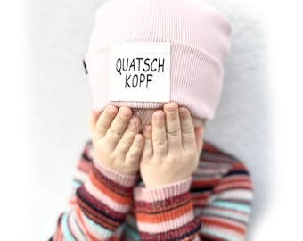 Statement Beanie - Hipster-Beanie mit coolem Leinen-Patch