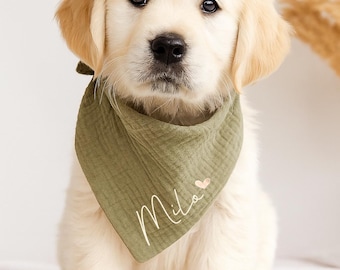 Halstuch für Hunde mit Namen - alle Größen auch für Welpen – Personalisiert / kleine und große Hunde / Hundehalstuch - personalisierbar